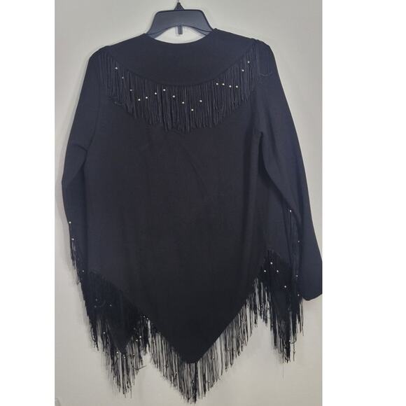 Oh My Love Kimono Black Fringe Size Small Cowgirl Western Boho Rock Goth Kimono - Picture 4 of 11